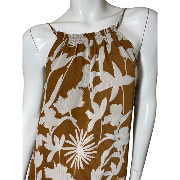 Brown &‎ White Floral Sleeveless Ruffle Hem Dress By Paisley S Small - Picture 2 of 8